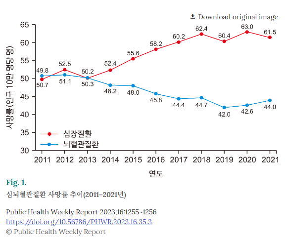 심뇌혈관질환의 예방을 위한 사망률 추이 그림